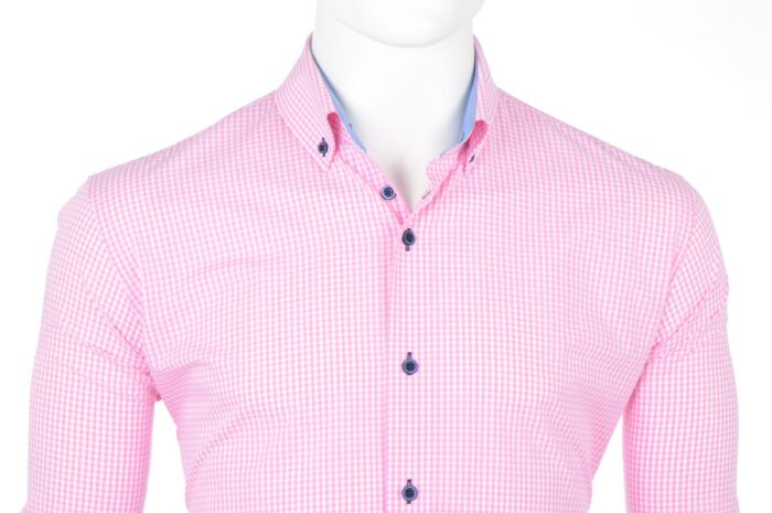 Edenvalley pink mini check korte mouw shirt 4068