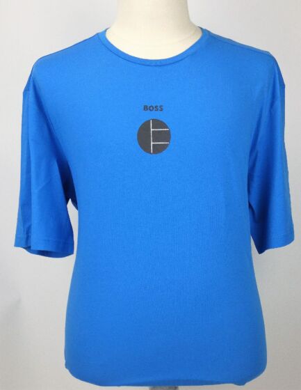 Hugo Boss luxe print T shirt open blue 3603