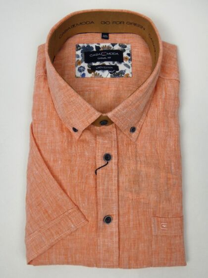 Casa Moda korte mouw  orange linnen shirt 4143